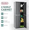 Sterilite 4 Shelf Cabinet, Heavy Duty and Easy to Assemble Plastic Storage Unit, Organize Bins in the Garage, Basement, Attic, Mudroom, Gray, 1-pack - Image 4