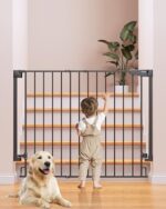Cumbor 36″ Extra Tall Baby Gate for Dogs and Kids with Wide 2-Way Door, 29.7″- 46″ Width, and Auto Close Personal Safety for Babies and Pets, Fits Doorways, Stairs, and Entryways, Black - Image 3