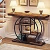 Tribesigns 41.3″ Console Table, Industrial 4-Tier Sofa Table Entryway Table with Circle Base, Narrow Wood Accent Tables with Storage Shelves for Living Room, Hallway, Foyer, Rustic Brown - Image 2