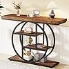 Tribesigns 41.3″ Console Table, Industrial 4-Tier Sofa Table Entryway Table with Circle Base, Narrow Wood Accent Tables with Storage Shelves for Living Room, Hallway, Foyer, Rustic Brown - Image 3