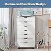 OLIXIS 7 Drawer Mobile File Cabinet Under Desk Storage Organization with Wheels Vertical Filing Chest Rolling Wood Small Desk Printer Stand for Home Office, 15.75″D x 18.74″W x 34.25″H, White - Image 3