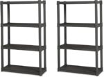 Sterilite 2-Pack 4 Shelf Unit, Heavy-Duty Shelving Storage and Utility Rack – Standing Plastic Organizer Shelves for Kitchen, Bathroom, and Garage