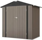Patiowell 6×4 FT Outdoor Storage Shed, Garden Tool Storage Shed with Sloping Roof and Double Lockable Door, Outdoor Shed for Garden Backyard Patio Lawn, Brown