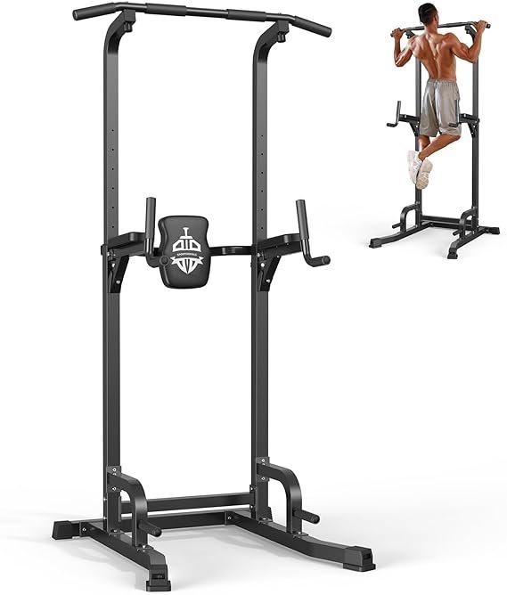 61SI94CmeuL._AC_SX569_.jpg Sportsroyals Power Tower Pull Up Bar Station, 450LBS Stable Pull Up Dip Station for Home Gym Strength Training Equipment | FED Fitness - Image 1