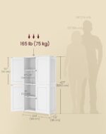 VASAGLE Floor Storage Cabinet, Shaker Cabinet with 2 Adjustable Shelves, 4 Doors, Tall Freestanding Organizer Unit, for Kitchen Bathroom Living Room, Cloud White UBBC553WH01S - Image 4