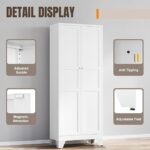 Yizosh Metal Pantry Cabinet, 75″ Kitchen Pantry with 2 Door and 4 Adjustable Shelves,White Metal Pantry Storage Cabinet,Cupboard for Kitchen,Dining Room,Living Room and Bathroom - Image 2