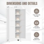 Yizosh Metal Pantry Cabinet, 75″ Kitchen Pantry with 2 Door and 4 Adjustable Shelves,White Metal Pantry Storage Cabinet,Cupboard for Kitchen,Dining Room,Living Room and Bathroom - Image 4