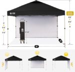 CROWN SHADES 10×10 Pop Up Canopy with 1 Side Wall – Beach Tent with One Push Setup – Outdoor Sun Shade for Events, Parties, Camping – Gazebo with STO-N-Go Cover Bag (Black) - Image 4