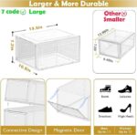 12 Pack Clear Shoe Storage Organizer with Magnetic Door,Stackable Plastic Shoe Boxes for Sneakers,Boots,and Heels,Space-Saving Foldable Shoe Rack for Closet,Durable Shoe Cabinet Organizer,White - Image 4