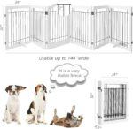 PAWLAND 144-inch Extra Wide 30-inches Tall Dog gate with Door Walk Through, Freestanding Wire Pet Gate for The House, Doorway, Stairs, Pet Puppy Safety Fence, Support Feet Included, White,6 Panels - Image 3