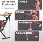 Sunny Health & Fitness Row-N-Ride PRO, Full Body Combo Squat Machine w/Optional Resistance Band, Easy Setup Ab Workout Exercise Equipment for Home, Whole Body Cardio, Optional SunnyFit App Connection - Image 3