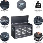 Winado 24″ Portable Metal Tool Box, 5 Drawers Toolbox with Top Storage Tray, Carry Handle, Ball Bearing Runners, Lockable Tool Chest Cabinet for Garage, Warehouse, Repair Shop & Home, Black - Image 4