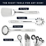 Home Hero 54-Piece Stainless Steel Kitchen Utensils Set – Heat-Resistant Nonstick Silicone & Stainless Steel Cooking Utensils – Complete Tools with Slotted Spoon & Pasta Spoon – Pack of 54, Silver - Image 4