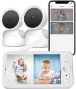 ARENTI Baby Monitor with 2 Cameras, 2K/3MP WiFi 6 Camera and Audio, 5-inch Wireless Screen, Smartphone App, Super Night Vision, Crying Detection, Auto Tracking, Temp&Humidity Sensor (D3 Set)
