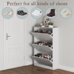 BORNOON Shoe Cabinet with 3 Flip Drawers, Hidden Wood Shoe Cabinet,Freestanding Shoe Storage Cabinet for Entryway Hallway.White. 47.2″ H*31.5″ W*9.45″ D. - Image 3