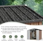 Aoxun 6.2×4 FT Shed Outdoor Storage Shed with Lockable Doors & Slooping Roof Metal Garden Tool Shed for Backyard, Patio, Poolside (Brown) - Image 3
