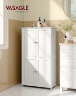 VASAGLE Floor Storage Cabinet, Shaker Cabinet with 2 Adjustable Shelves, 4 Doors, Tall Freestanding Organizer Unit, for Kitchen Bathroom Living Room, Cloud White UBBC553WH01S - Image 3