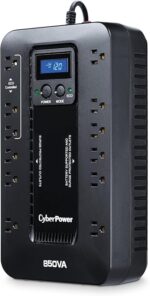 CyberPower EC850LCD Ecologic UPS Battery Backup and Surge Protector, 850VA/510W, 12 Outlets, ECO Mode, Compact, UL Certified - Image 4