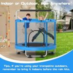 ZCMHAXJ 55″ Trampoline for Kids with Enclosure, 440lbs Capacity Indoor & Outdoor Toddler Trampoline with Adjustable Gymnastics Bar & Toys, for Boys & Girls - Image 2