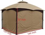 APEX GARDEN Four-Side Privacy Side Wall Curtain Set for 10-ft x 12-ft Gazebo (Beige) - Image 4