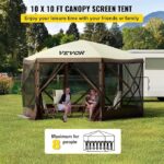 VEVOR Pop Up Gazebo Screen Tent, Pop-Up Instant Gazebo Tents with Mosquito Netting Outdoor Canopy, 6 Sided Sun Shelter 10x10ft with 6 Removable Wind Cloths & 2 Mesh Windows, Pavilion Tent for Patio - Image 4