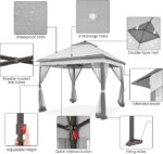 Yaheetech 11×11 Pop Up Gazebo Outdoor Canopy Shelter, Instant Patio Gazebo Sun Shade Canopy Tent with 4 Sandbags, 2 Tiers Roof & Mesh Netting for Lawn, Garden, Backyard & Deck, Gray - Image 2