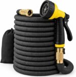 J&B XpandaHose 150ft Expandable Garden Hose – Ultra-Strong 3750D, 4-Layer Latex Core, Brass 3/4″ Connectors, 10-Pattern Nozzle & Storage Bag – Lightweight, Kink-Reducing, Leak-Resistant