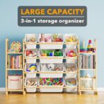 SpaceAid Toy Storage Organizer with 6 Shelves and 12 Bins, Bookshelf/Bookcase, Kids Bin Shelf, Toys Box for Playroom Organization for Bedroom & Room Decor, White, 52.3″ W - Image 4