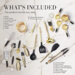Black and Gold Kitchen Utensils Set – 23-Piece Luxury Kitchen Accessories Includes Gold Measuring Cups, Spoons, Silicone Cooking Utensils and Tools for Baking, Cooking, and Stylish Kitchen Decor - Image 2