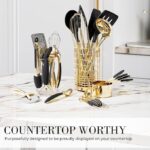 Black and Gold Kitchen Utensils Set – 23-Piece Luxury Kitchen Accessories Includes Gold Measuring Cups, Spoons, Silicone Cooking Utensils and Tools for Baking, Cooking, and Stylish Kitchen Decor - Image 3