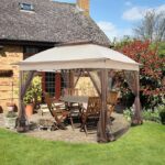 COOS BAY 11×11 Pop Up Gazebo with Mesh Netting, Instant Outdoor Canopy Tent, Water Resistant Shelter with UPF 50+ UV Protection, 121 Sq Ft Coverage, Beige - Image 2