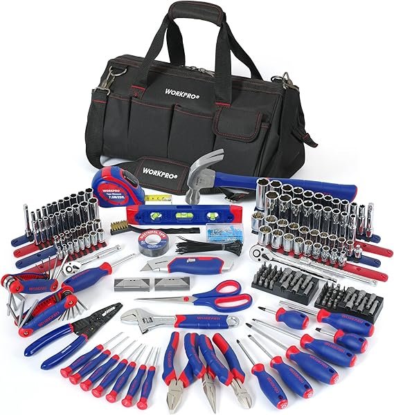 91OiX3mojUL._AC_SX569_.jpg WORKPRO 322-Piece Home Repair Tool Kit With Carrying Bag – Basic Household Hand Tools - Image 1
