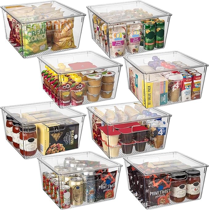 91V0ojhjkLL._AC_SX679_.jpg CLEARSPACE Plastic Storage Bins with Lids XL – Perfect Kitchen Organization or Pantry Storage – Fridge Organizer, Pantry Organization and Storage Bins, Cabinet Organizers - Image 1