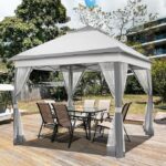 Yaheetech 11×11 Pop Up Gazebo Outdoor Canopy Shelter, Instant Patio Gazebo Sun Shade Canopy Tent with 4 Sandbags, 2 Tiers Roof & Mesh Netting for Lawn, Garden, Backyard & Deck, Gray - Image 5