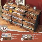Romorgniz 55″ Dresser for Bedroom with 12 Fabric Drawers, Entertainment Center for 60 inch TV Dressers & Chests of Drawers Large Organizer, Living Room, Metal Frame, Wood Top, Rustic Brown - Image 2