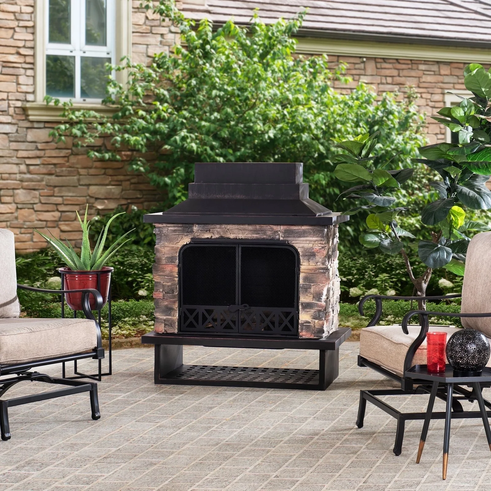 a1-292-1.webp Sunjoy Farmington Wood Burning Fireplaces. - Image 1