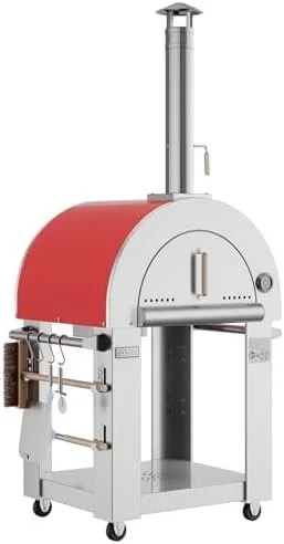 g1-4-1.webp Empava Pizza Oven with Open Shelf and Wheels for Outdoor Kitchen, Wood Fire for Grill & Camping Backyard Party in Stainless Steel, 38.6 Inch, Italian Red - Image 1