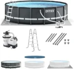 Intex Ultra XTR Frame 14′ x 42″ Round Above Ground Outdoor Swimming Pool Set with Sand Filter Pump, Ladder, Ground Cloth, and Pool Covers - Image 4